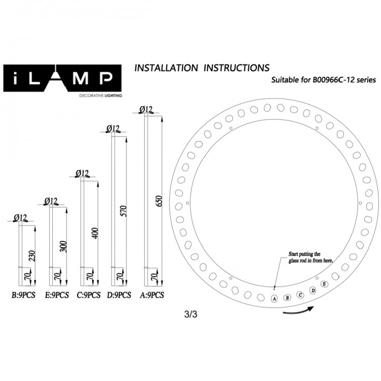 Светильник подвесной CASA 966C-12 CR+CL