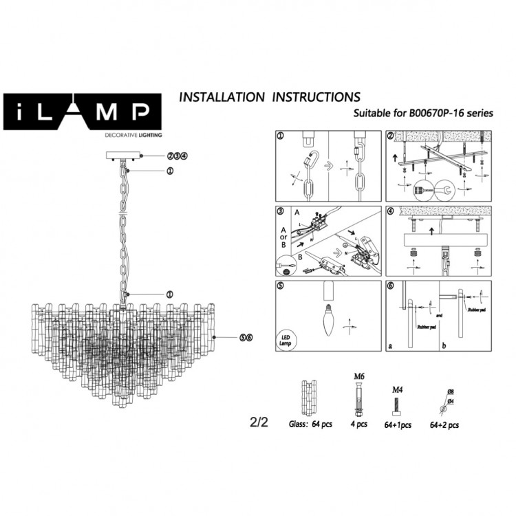 Светильник подвесной GRAMERCY 670P-16 CR+CL