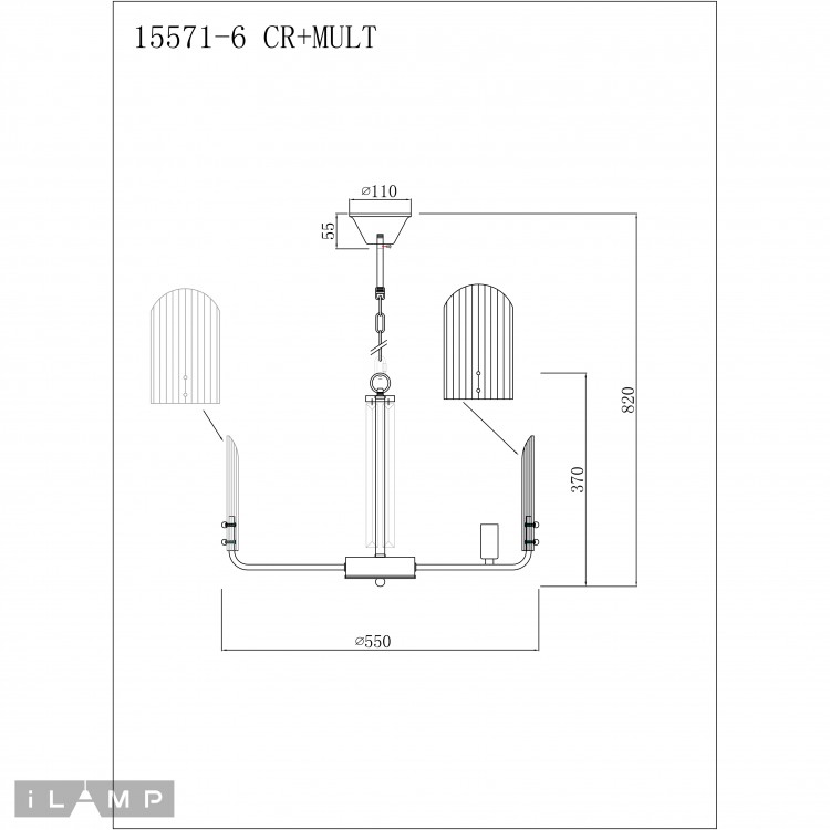 Светильник подвесной iLamp Dolce 15571-6 CR+MULT