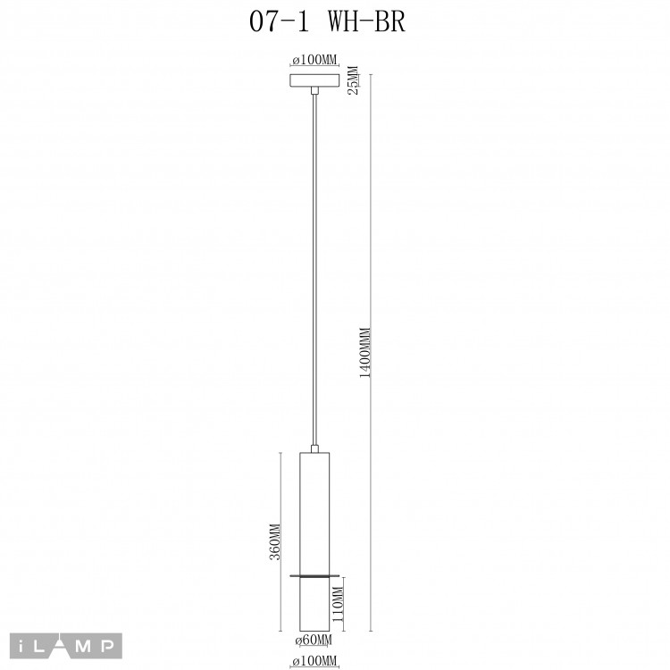 Светильник подвесной iLamp Lofty 10705-1 WH-BR