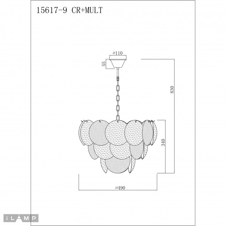 Светильник подвесной iLamp Rivoli 15617-9 CR+MULT