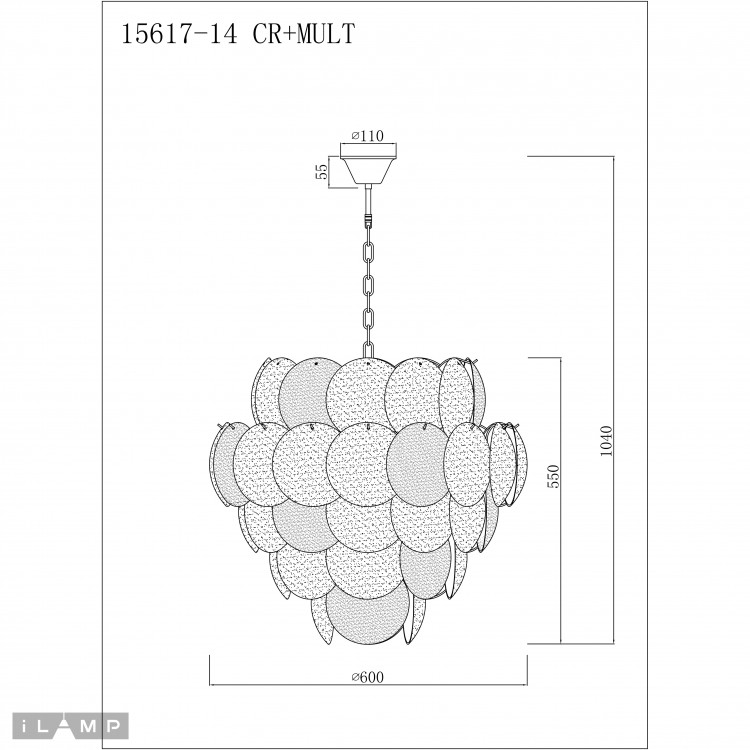 Светильник подвесной iLamp Rivoli 15617-14 CR+MULT